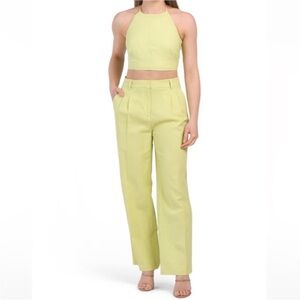 Lime green linen blend set